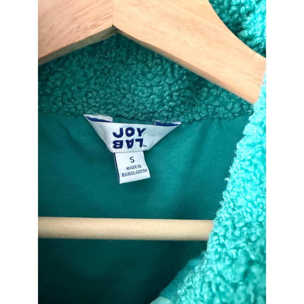 JoyLab Womens S High Pile Fleece Vest Turquoise Green Snap Front Sherpa - Picture 3 of 7